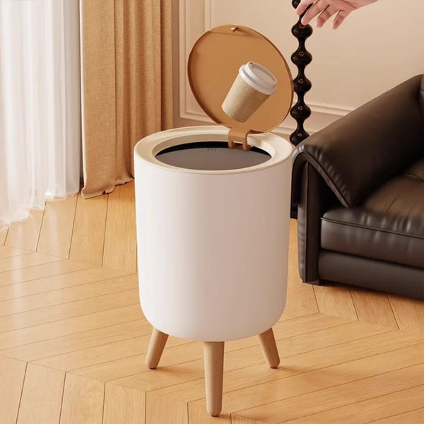 Round Trash Can with Press-Open Lid and Raised Feet — WIMU Kitchen Nairobi — Kenya · WIMU Kitchen Nairobi