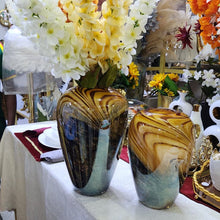 Handblown Amber Swirl Glass Vase with Caramel, Brown & Smoke Grey Pattern — WIMU Kitchen Nairobi — Kenya · WIMU Kitchen