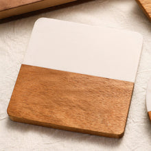 6 Piece Marble and Wood Coaster Set - Heat-Resistant Square Coasters for Hot and Cold Drinks — WIMU Kitchen Nairobi — Kenya · WIMU Kitchen