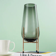 Creative Glass Vase with Gold Metal Stand - Lift-Out Glass Vessel on a Frame — WIMU Kitchen Nairobi — Kenya · WIMU Kitchen