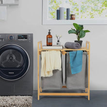 Freestanding Bamboo Laundry Hamper with Storage Shelf and Pull-Out Bags — WIMU Kitchen Nairobi — Kenya · WIMU Kitchen