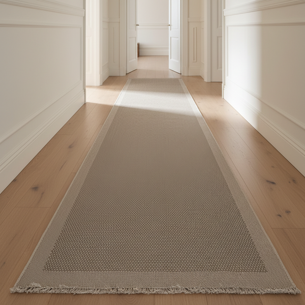 Oriental Weavers Fuwwa Greige Dotted Border Corridor Runner Rug, 3m or 4m — WIMU Kitchen Nairobi — Kenya · WIMU Kitchen Nairobi