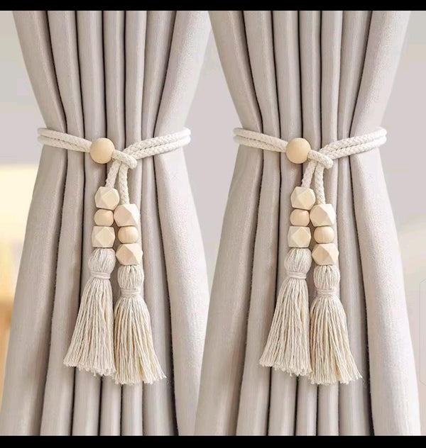 2pcs Nordic Curtain Straps with Wooden Beads & Tassels — WIMU Kitchen Nairobi — Kenya · WIMU Kitchen Nairobi