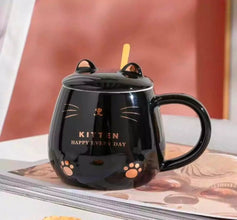 Glossy Kitten-Themed Mug with Lid and Spoon – Set of 1 or 6 — WIMU Kitchen Nairobi — Kenya · WIMU Kitchen
