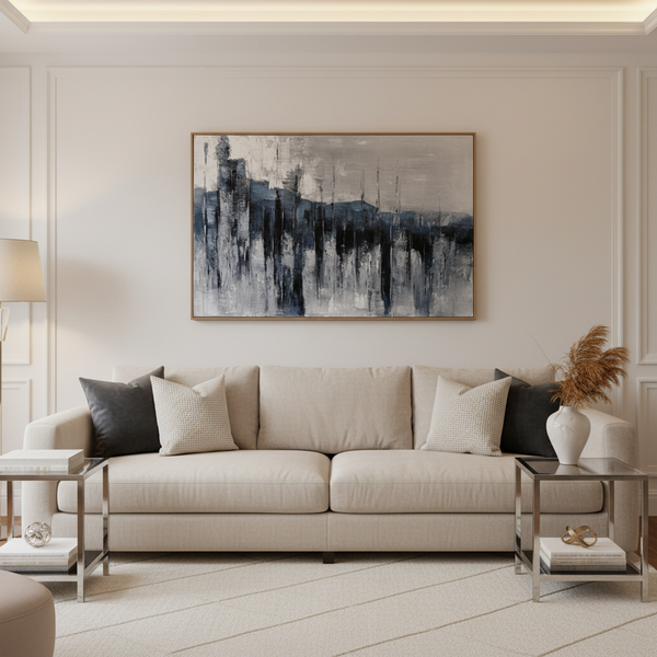 Framed Abstract Vertical Oil Painting Wall Art — Kenya · WIMU Kitchen Nairobi