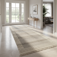 Grey Centre Framed Border Runner Rug, 3m or 4m — view 2 — Kenya · WIMU Kitchen