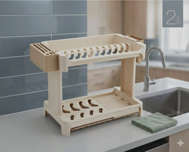 Heavy Duty 2 Tier Plastic Dish Rack 45x38x27cm — view 2 — Kenya · WIMU Kitchen