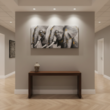 Elephants Oil Painting (140 × 70 × 3.5 cm) — Kenya · WIMU Kitchen