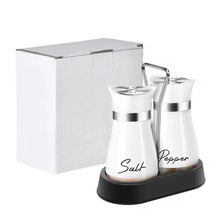 Glass Salt & Pepper Shaker Set with Holder — view 3 — Kenya · WIMU Kitchen