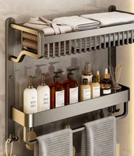 2-Tier Bathroom Towel Rack with Shelf & Hooks – Wall-Mounted Organiser — WIMU Kitchen Nairobi — Kenya · WIMU Kitchen