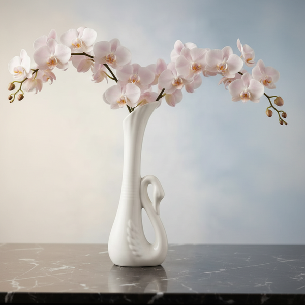 White Ceramic Swan Vase, 19cm — WIMU Kitchen Nairobi — Kenya · WIMU Kitchen Nairobi