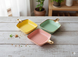 Rectangular Ceramic Snack Plate – Yellow or Pink, Single or 3-Piece Set — WIMU Kitchen Nairobi — Kenya · WIMU Kitchen