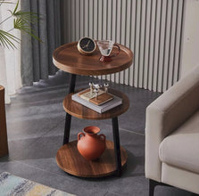 3-Tier Trinity Sofa Side Table - Round Wood and Metal End Table with Display Shelves — WIMU Kitchen Nairobi — Kenya · WIMU Kitchen
