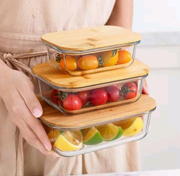 3-in-1 Glass Snack Storage Box Set with Bamboo Lids - Three Sizes for Pantry Storage — WIMU Kitchen Nairobi — Kenya · WIMU Kitchen Nairobi