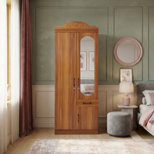 2 Door Wooden Wardrobe with Mirror 185x80x45cm — view 3 — Kenya · WIMU Kitchen