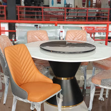 Round Marble Dining Table with Lazy Susan & 6 Upholstered Chairs – 7-Piece Set — WIMU Kitchen Nairobi — Kenya · WIMU Kitchen