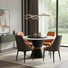 Round Marble Dining Table with Lazy Susan & 6 Upholstered Chairs – 7-Piece Set — WIMU Kitchen Nairobi — Kenya · WIMU Kitchen