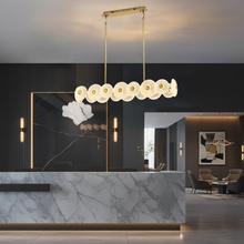 Linear Disc Chandelier Frosted Petal Pendant Gold Light — Kenya · WIMU Kitchen