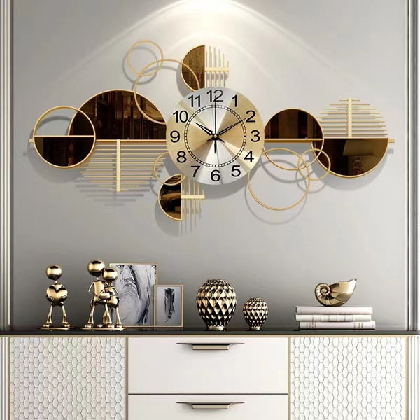 Luxury Abstract Mirror Wall Clock – Gold 86×43cm Statement Décor Clock — WIMU Kitchen Nairobi — Kenya · WIMU Kitchen Nairobi