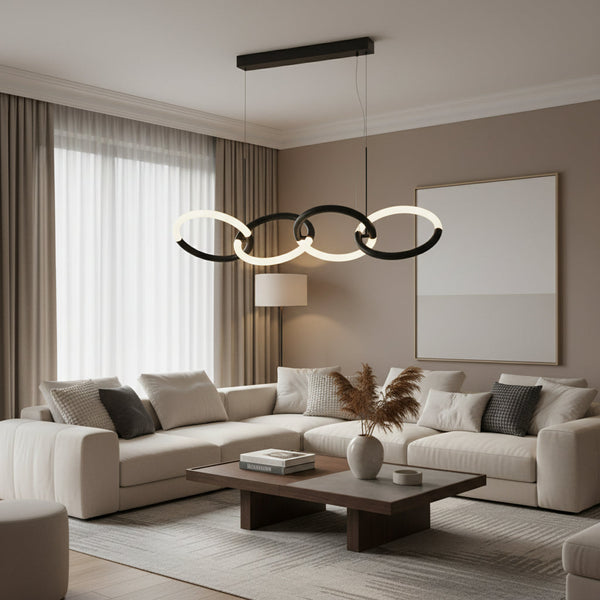 4 Interlocking Rings Chandelier Halo Chain Pendant Linear Link Light — Kenya · WIMU Kitchen Nairobi