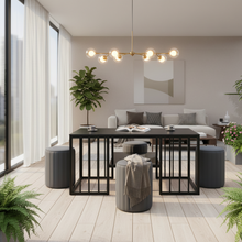 Coffee Table Set with 4 Upholstered Stools FCT 1311 - Metal Frame with Glass Shelf — WIMU Kitchen Nairobi — Kenya · WIMU Kitchen