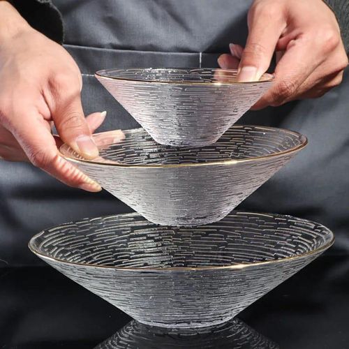 3-Piece Transparent Glass Bowl Set with Golden Edge — WIMU Kitchen Nairobi — Kenya · WIMU Kitchen Nairobi