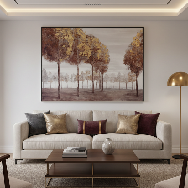 Framed Trees Oil Painting Wall Art — Kenya · WIMU Kitchen Nairobi