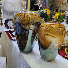 Handblown Amber Swirl Glass Vase with Caramel, Brown & Smoke Grey Pattern — WIMU Kitchen Nairobi — Kenya · WIMU Kitchen