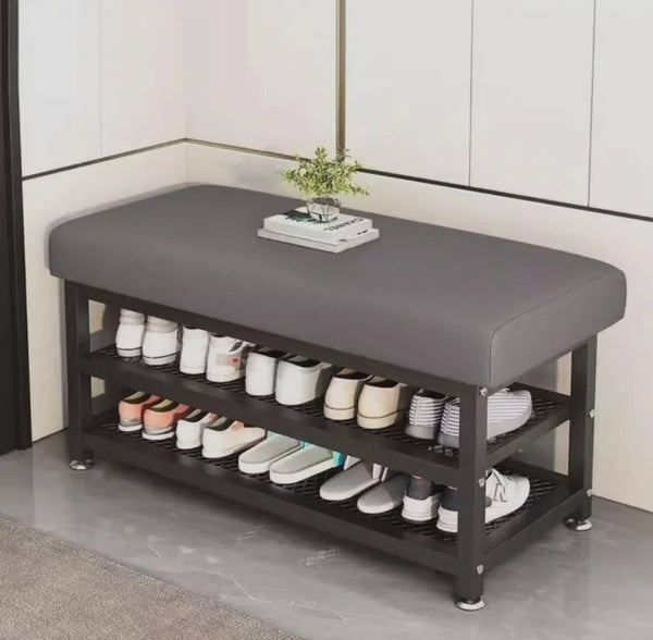 Entryway Shoe Rack with Padded Seat - 2-Tier Metal Frame Bench with Storage — WIMU Kitchen Nairobi — Kenya · WIMU Kitchen Nairobi