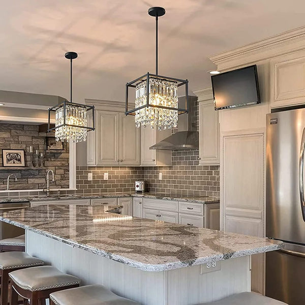 Square Crystal Cage Pendant Light — Kenya · WIMU Kitchen Nairobi