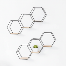 Hexagon Wall Shelf Rack – 3-Piece Iron Frame Floating Shelves with Wood Base — WIMU Kitchen Nairobi — Kenya · WIMU Kitchen