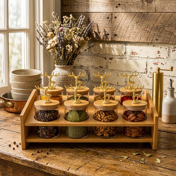 Exquisite 8-Piece Kitchen Spice Rack Set with Bamboo Stand — WIMU Kitchen Nairobi — Kenya · WIMU Kitchen Nairobi