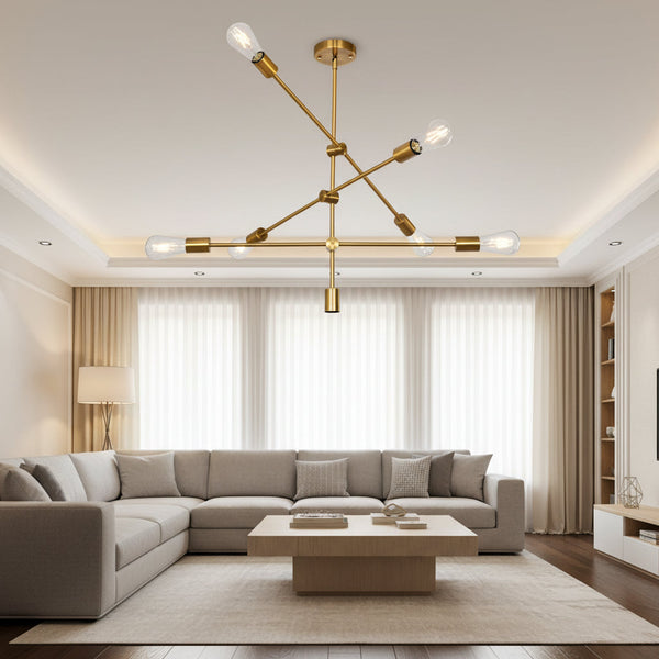 6 Light Starburst Ceiling Light Brass Fixture Sputnik Chandelier — Kenya · WIMU Kitchen Nairobi