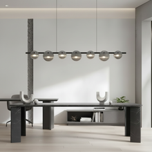 Linear Black 7 Disc Chandelier Ribbed Glass Bar Pendant Light — Kenya · WIMU Kitchen
