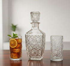 Decanter Square Big with 2 Ice Texture Glasses 850ml/350ml (view 3) — Kenya · WIMU Kitchen