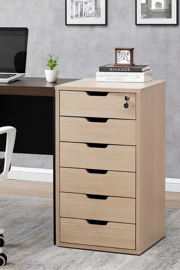 6-Drawer Lockable Mobile Pedestal in Light Oak Woodgrain Finish — WIMU Kitchen Nairobi — Kenya · WIMU Kitchen Nairobi