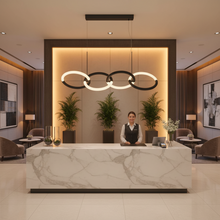 4 Interlocking Rings Chandelier Halo Chain Pendant Linear Link Light — Kenya · WIMU Kitchen