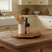 Acacia Wood Serving Tray with Steel Sides – 42cm Rustic Kitchen & Display Tray — WIMU Kitchen Nairobi — Kenya · WIMU Kitchen