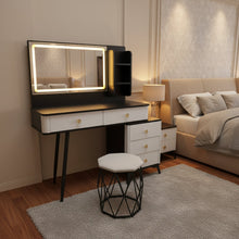 Black & White LED Vanity Dressing Table with 5 Drawers, Mirror & Cushioned Stool — WIMU Kitchen Nairobi — Kenya · WIMU Kitchen