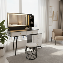 Black & White LED Vanity Dressing Table with 5 Drawers, Mirror & Cushioned Stool — WIMU Kitchen Nairobi — Kenya · WIMU Kitchen