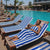 100% Cotton Pool and Beach Towel 100 x 180cm, White and Blue Stripe — WIMU Kitchen Nairobi