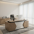 2 Metre Executive Office Desk in Chevron Oak with Silver Geometric Front and Power Port — WIMU Kitchen Nairobi