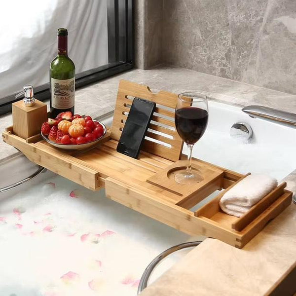 Expandable Bamboo Bathtub Caddy Tray - Adjustable Bath Rack and Breakfast Table — WIMU Kitchen Nairobi — Kenya · WIMU Kitchen Nairobi