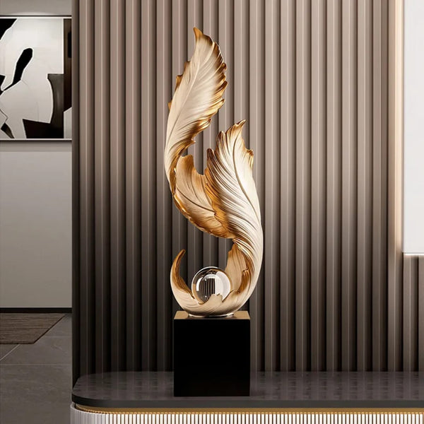 70cm White & Gold Feather Sculpture with Crystal Ball Accent, Modern Resin Décor — WIMU Kitchen Nairobi — Kenya · WIMU Kitchen Nairobi