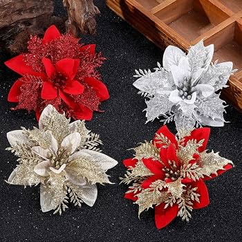 Artificial Christmas Decorating Flowers, 3 Piece Set in Silver and Red — WIMU Kitchen Nairobi — Kenya · WIMU Kitchen Nairobi