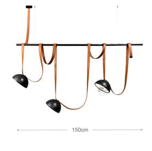 Leather Strap Linear & Dome Island Chandelier — Kenya · WIMU Kitchen