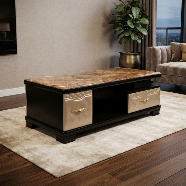 FCT1277 Brown Marble Pattern Coffee Table with Two Drawers — WIMU Kitchen Nairobi — Kenya · WIMU Kitchen Nairobi