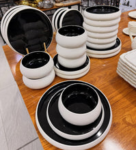 24 Piece Black & White Ceramic Dinner Set — view 2 — Kenya · WIMU Kitchen
