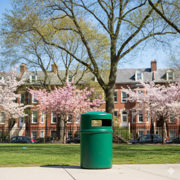 90L Cylindrical Outdoor Waste Bin — Domed Lid with Side Access Port — Kenya · WIMU Kitchen Nairobi