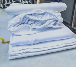 White Cotton Fitted Bedsheet Set 6x7, 4 Pillowcases — view 2 — Kenya · WIMU Kitchen